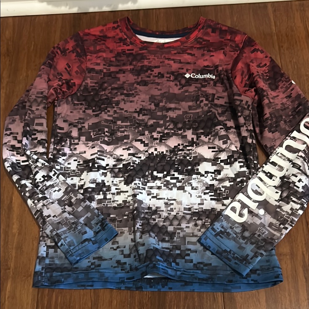 Columbia Digital Camo Long Sleeve Shirt - Red, Black, Blue
